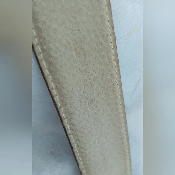 Vintage Christian Dior Women's Gold + Tan Pebbled Leather Belt Size S Small #607 - Picture 3 of 7